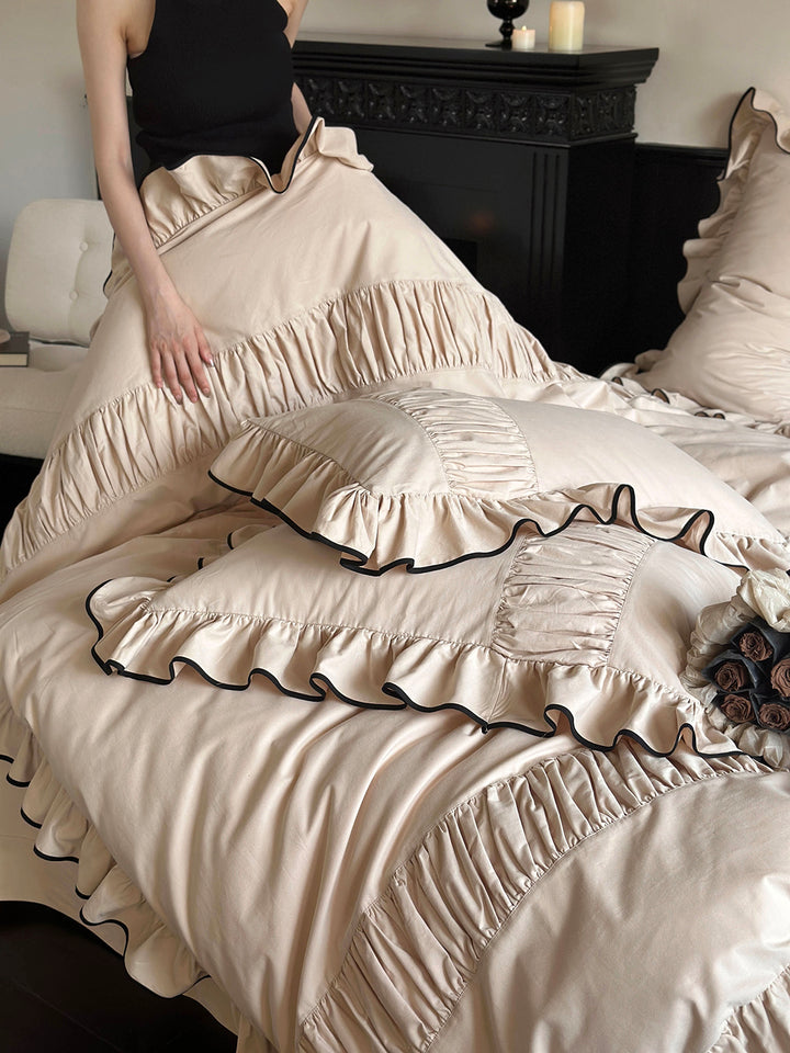 Luxury Style Lotus Leaf Edge Cotton Bedding Set