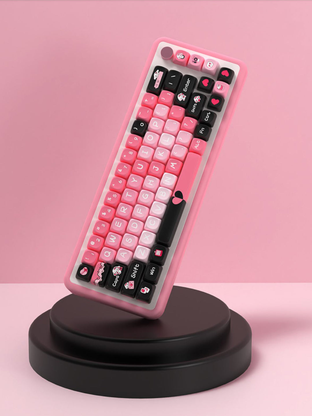 Red and Black Heart Theme Keycaps Set for Mechanical Keyboards