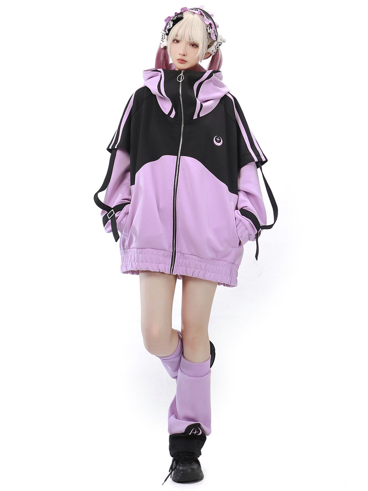 Starwave Signal Cyber Y2K Hooded Jacket Shorts Leg Warmers Headband