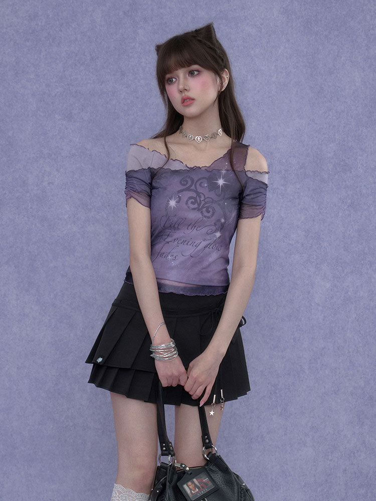 Purple Sheer Off Shoulder Fairy Top