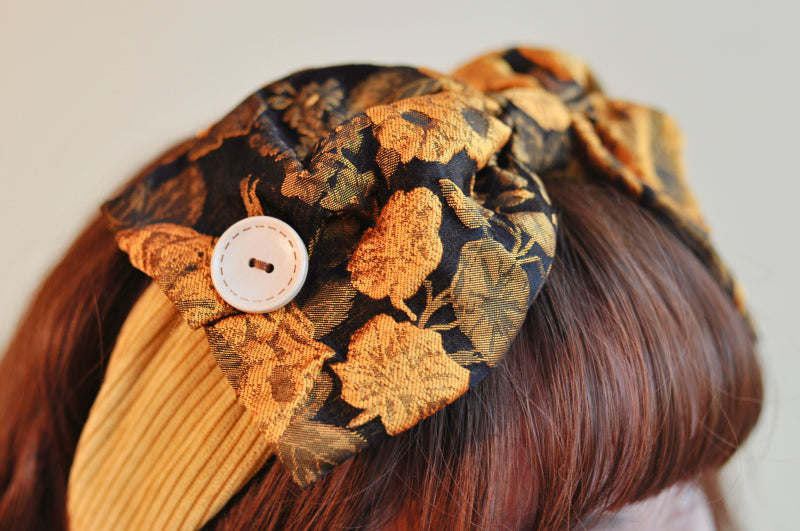 Sunflower Corduroy Large Bow Headband