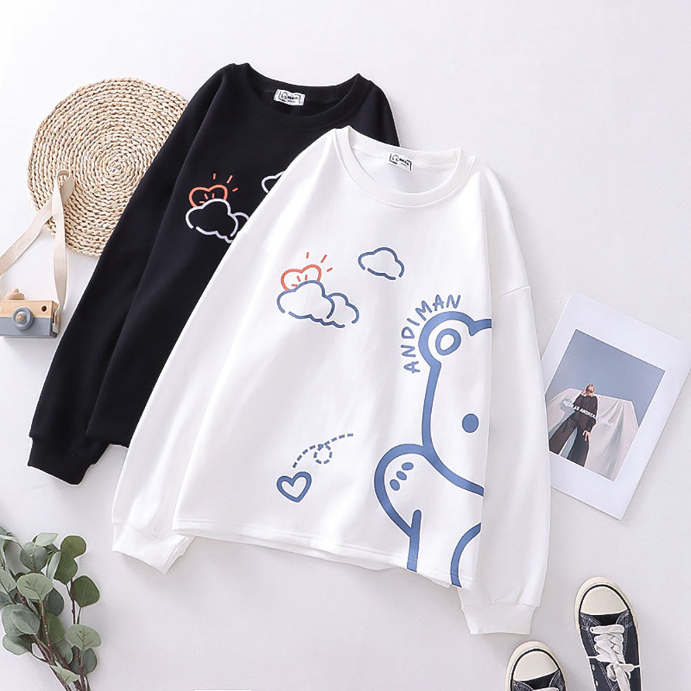 Cartoon Bear Cloud Print Sweatshirt