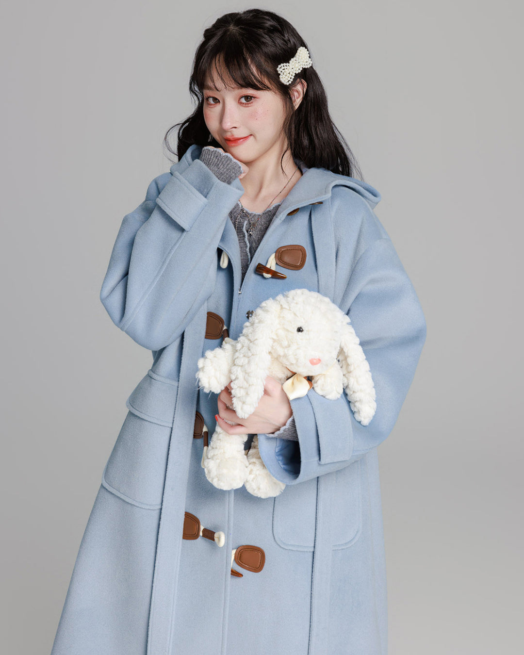 Blue College-style Toggle Coat