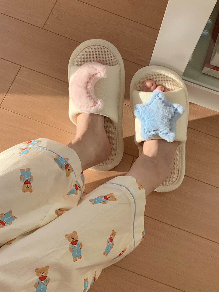 Moon Star Linen Slipper