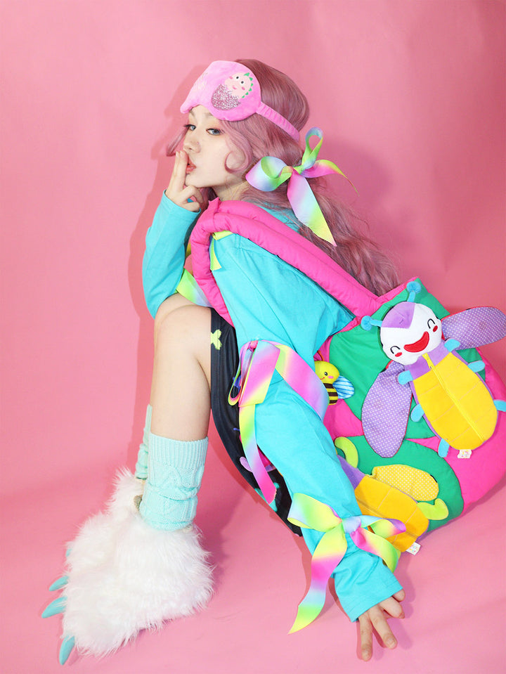 Colorful Bug Applique Shoulder Bag