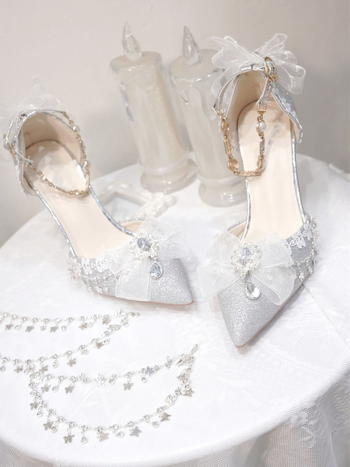 Lolita Bow Decorative Chain High Heels