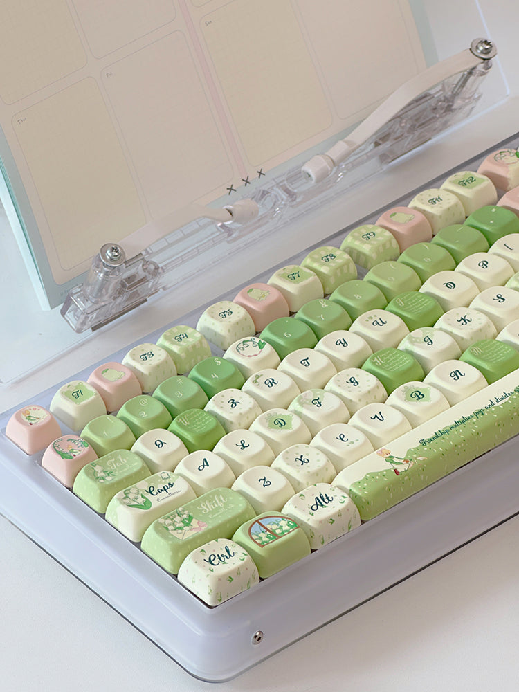 Cute Lily of the Valley Pastel Keycap Set for Mechanical Keyboards