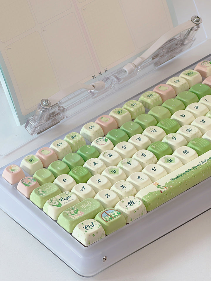 Cute Lily of the Valley Pastel Keycap Set for Mechanical Keyboards