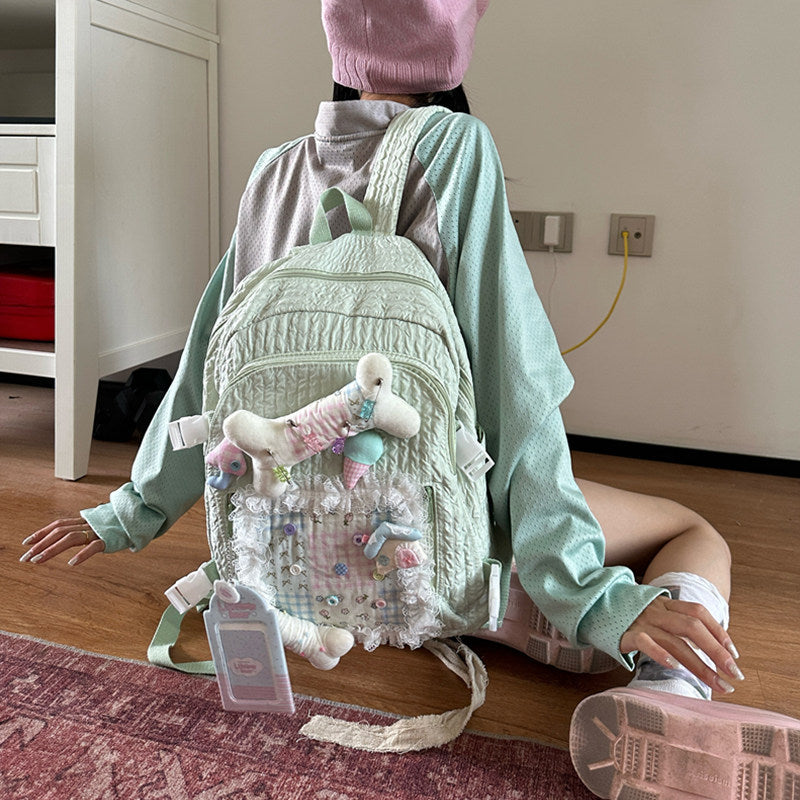 Pastel Mint Bubble Fabric Backpack