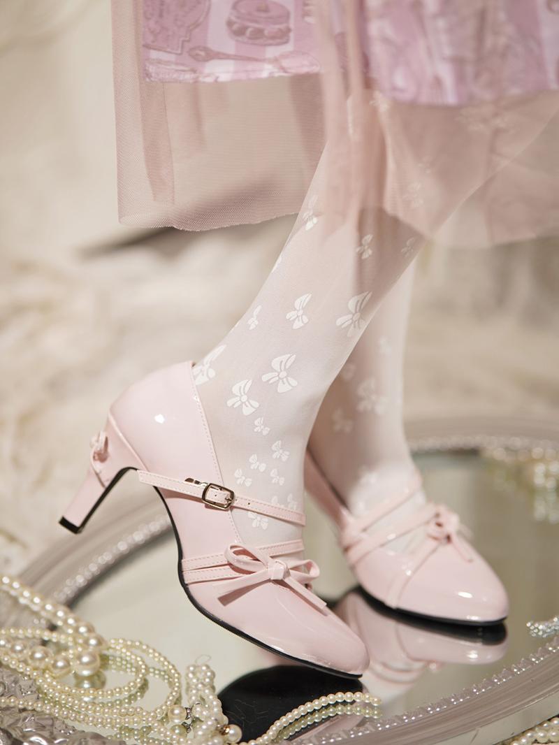 Pink Pointed-Toe Bow High Heel Shoes