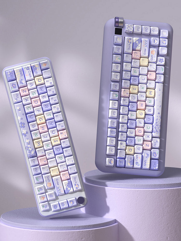 Pastel Lavender Floral Keycaps Set for Mechanical Keyboards