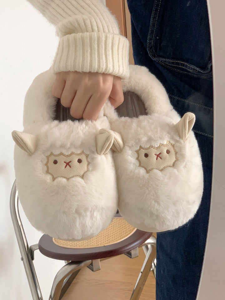 Lovely Sheep Plush Slippers