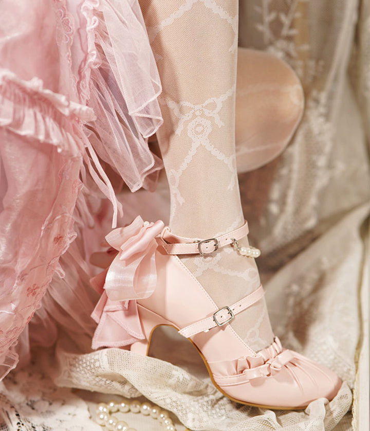 Apricot/White/Pink/Blue Mermaid Princess Bow Lolita High Heels