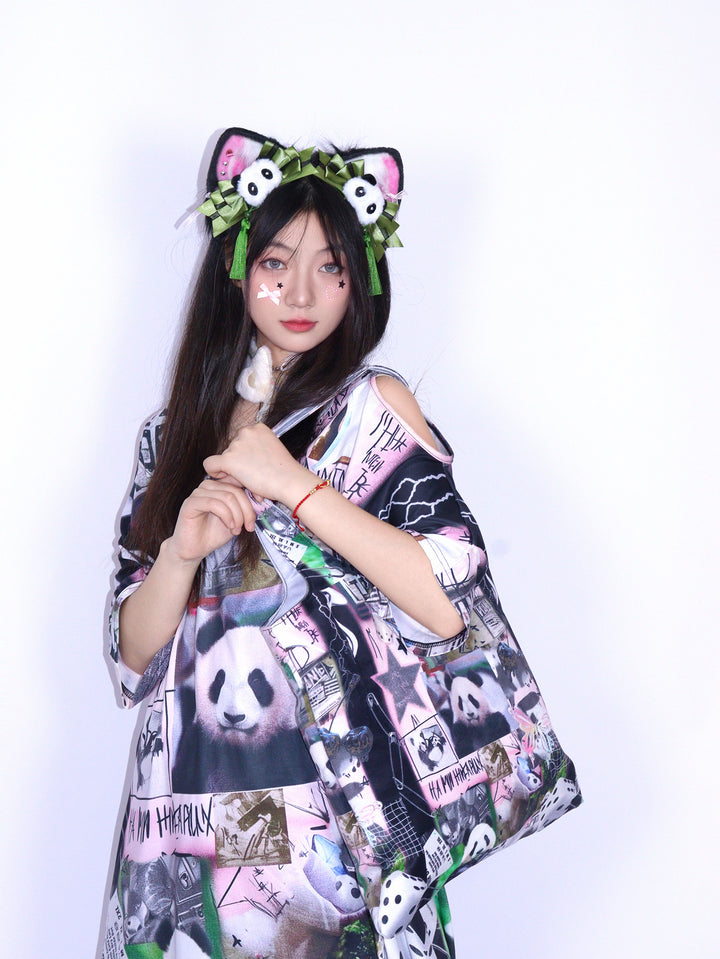 Panda Bow Cat Ear Headband