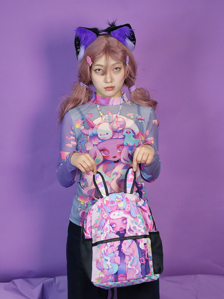 Pastel Anime Graphic Long Sleeve Top