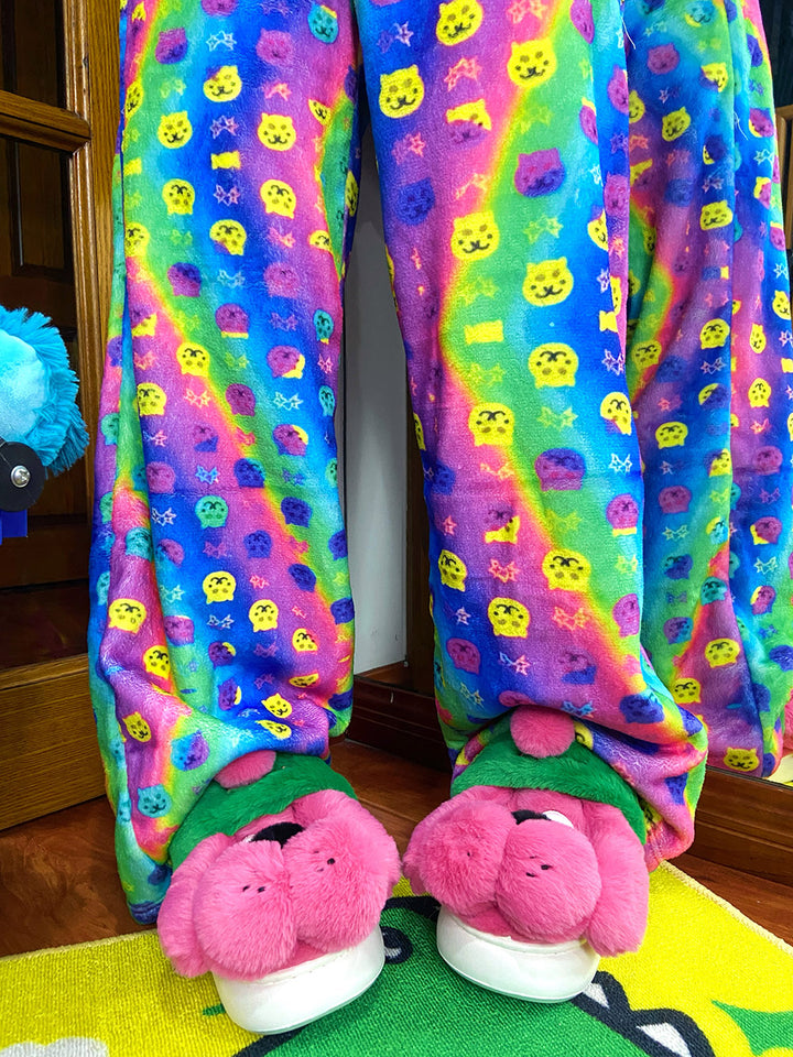 Rainbow Cat Star Plush Lounge Pants