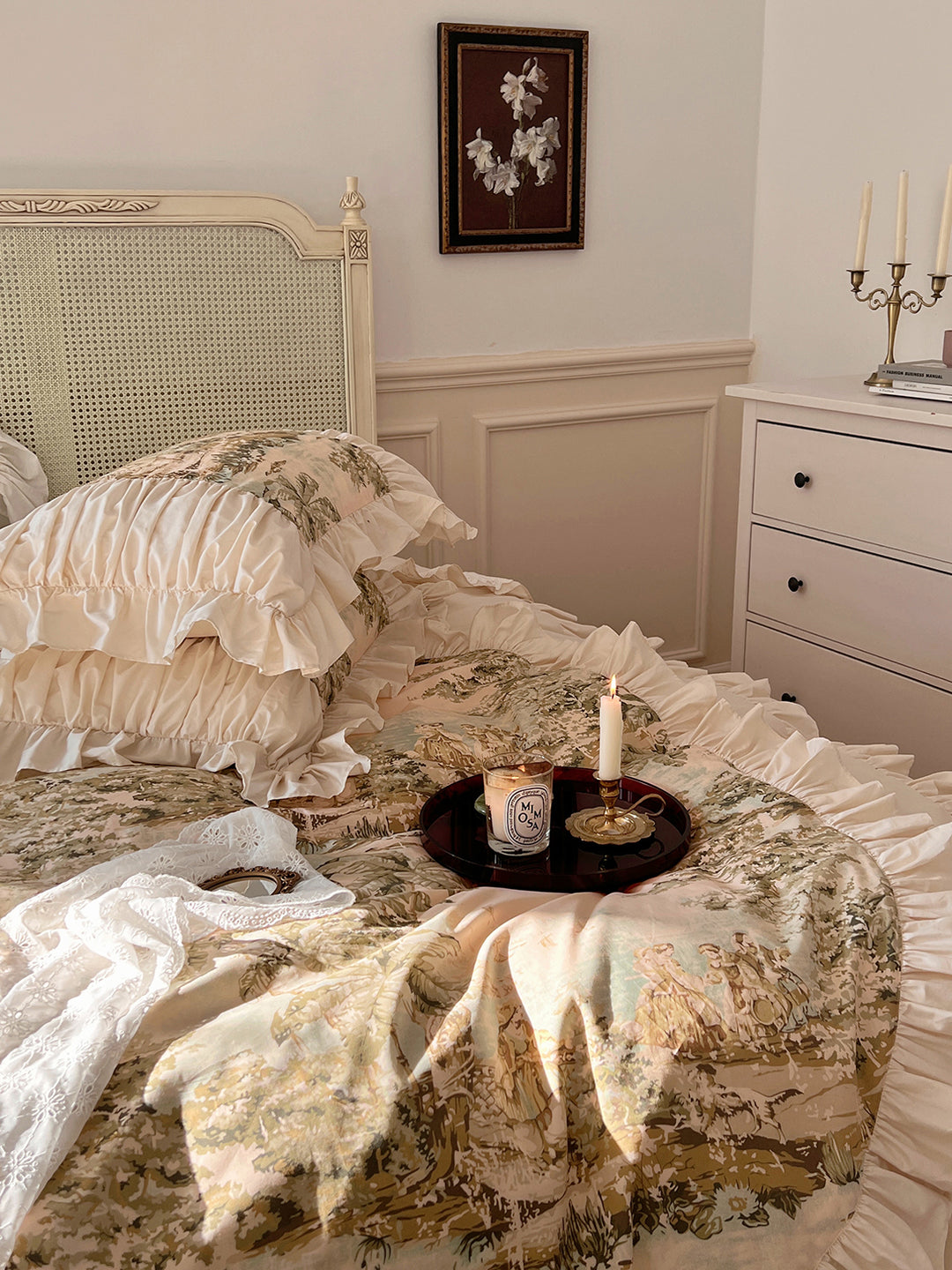 Romantic French Vintage Art Cotton Lace Duvet Cover