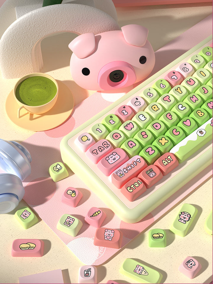 Cartoon Pig Theme MCA Profile Keycaps for Mechanical Keyboards