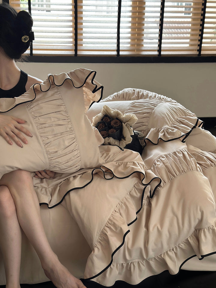 Luxury Style Lotus Leaf Edge Cotton Bedding Set