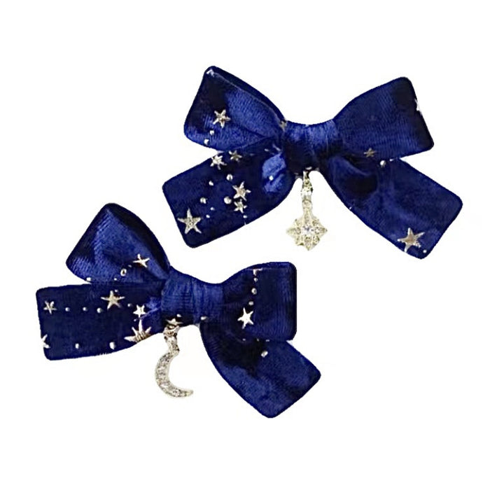 Star Moon Bow Hair Clip Pair