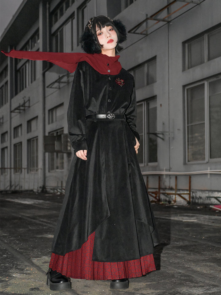 Chinese-style Black and Red Autumn/Winter Skirt