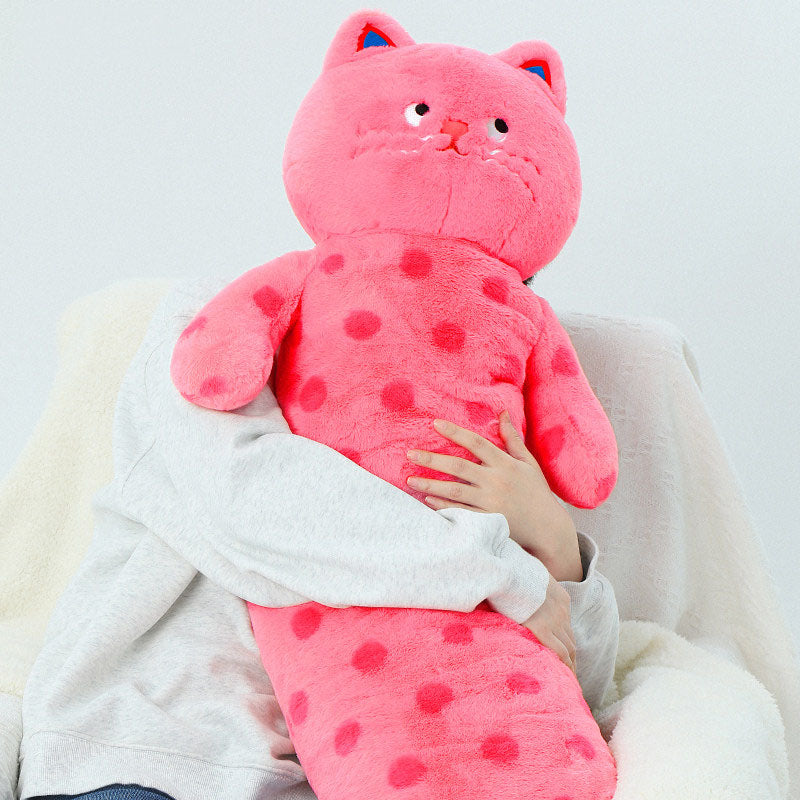 Pink Polka Dot Cat Plush Toy