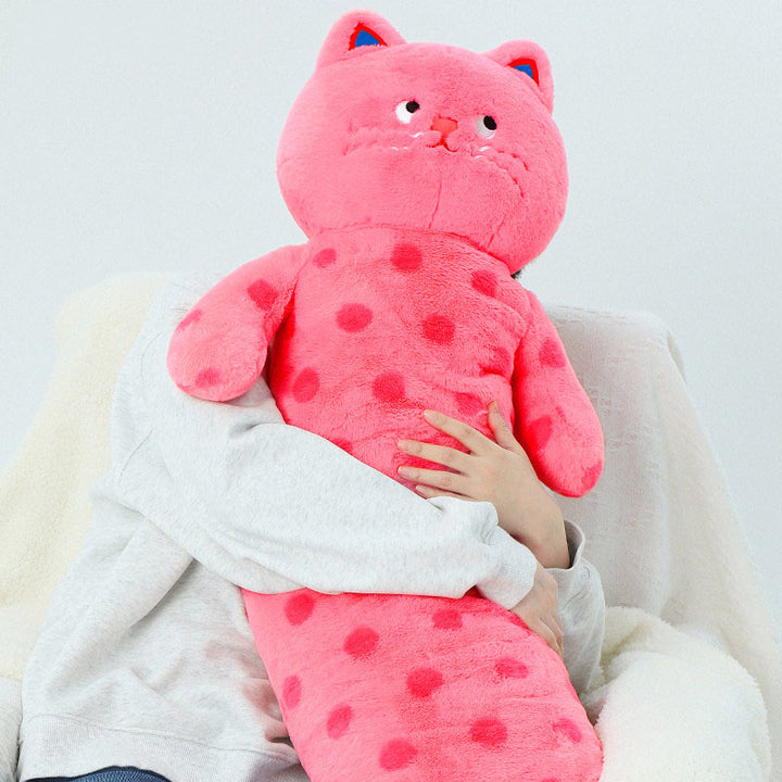 Pink Polka Dot Cat Plush Toy
