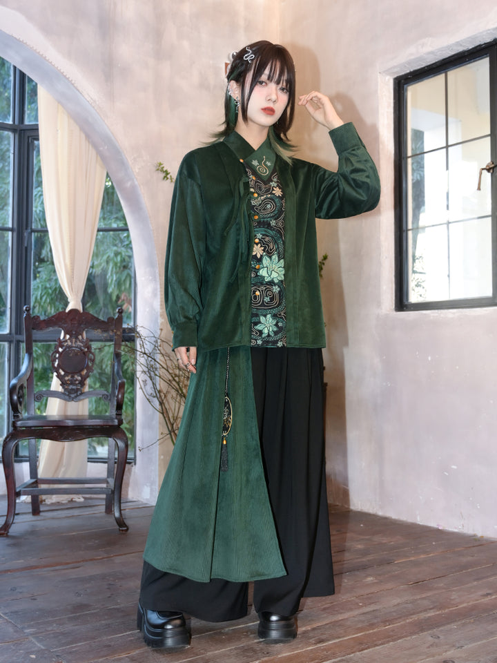 Chinese-style Embroidered Green Top