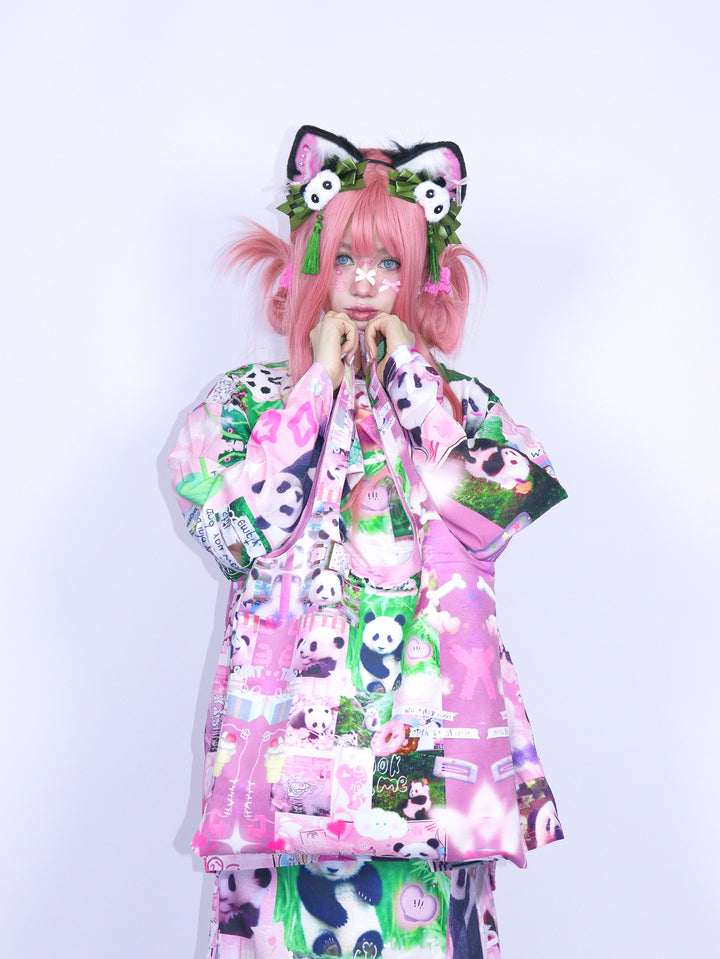 Pink Panda Collage Tote Bag