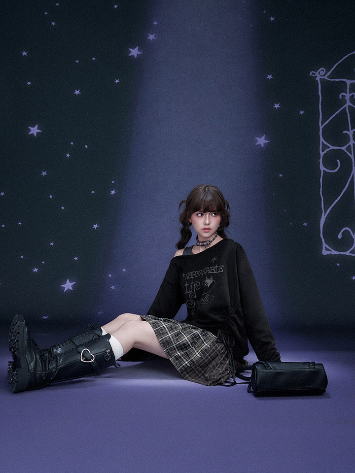 Dark Graffiti Faux Two Piece Dress