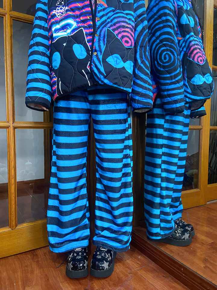 Blue Striped Loose Pants