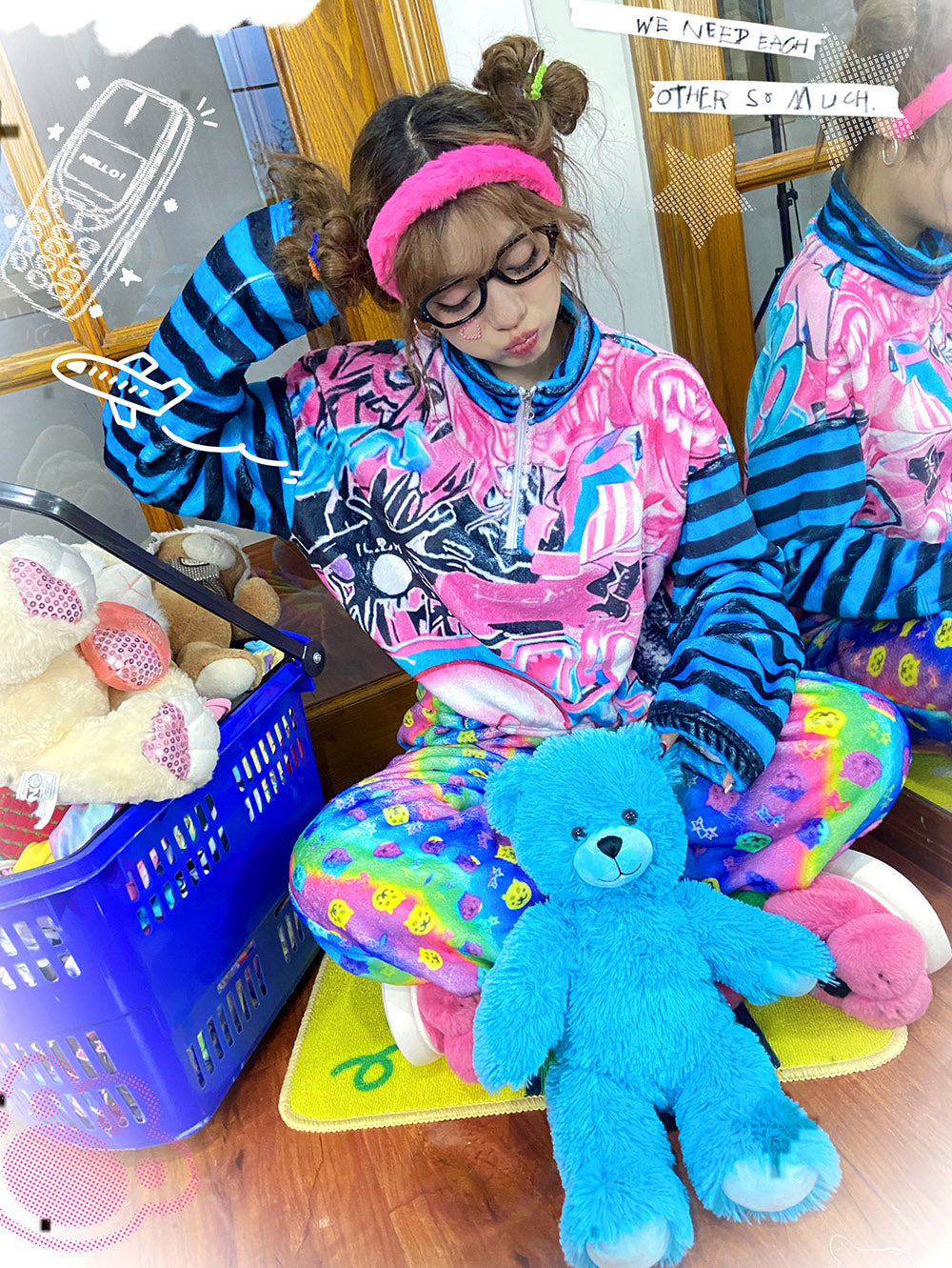 Graffiti Quarter Zip Crop Sweatshirt