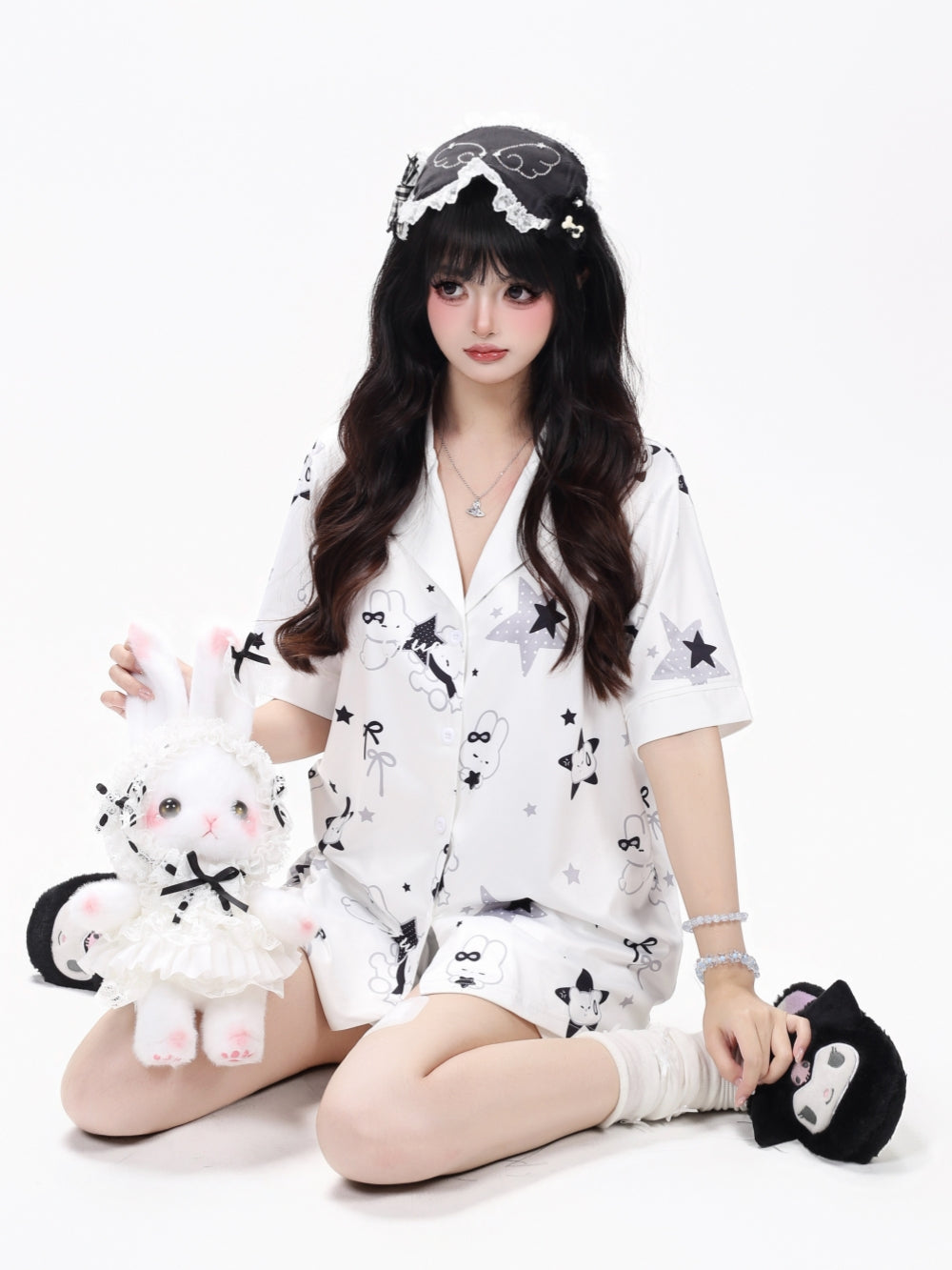 Star Bunny Print Pajama Set