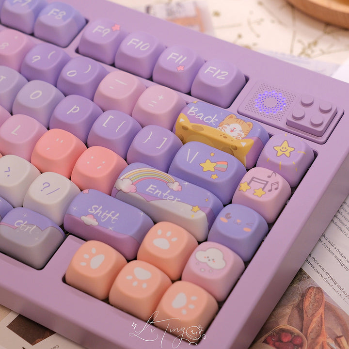 Cute Cat Keycaps Set for Mechanical Keyboards