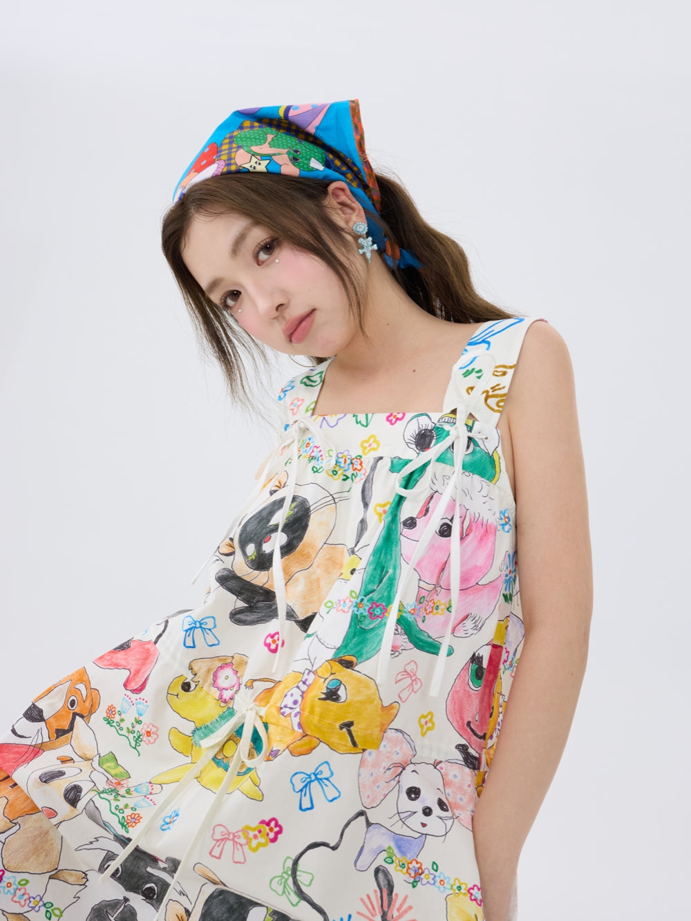 Cute Animal Print Tie Strap Dress