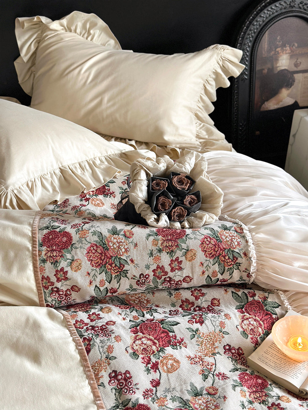 Princess Romantic Floral Cotton Ruffled Duvet Cover