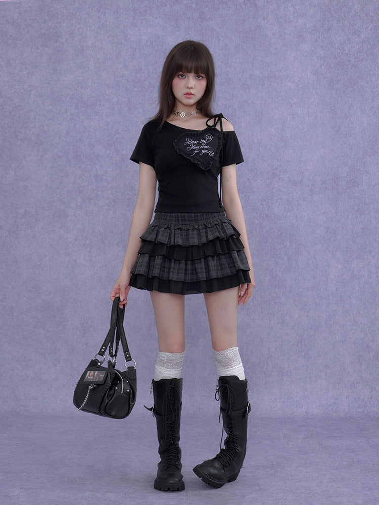 Tiered Plaid Ruffle Mini Skirt Skort