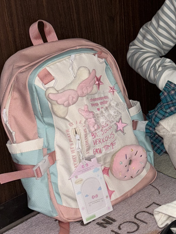 Pastel Pink Mint Colorblock Backpack