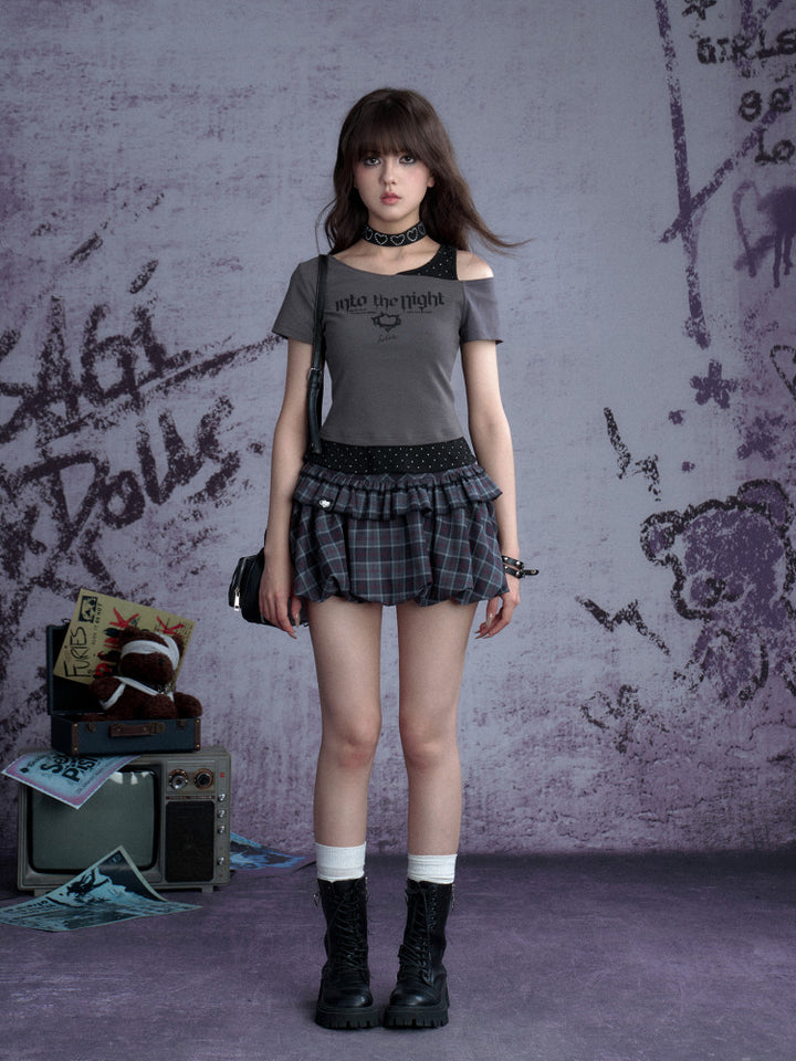 Asymmetric Layered Gothic Graphic Top