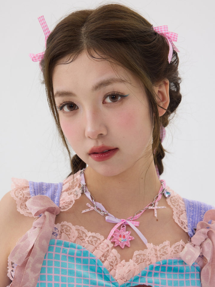 Pink Ribbon Star Charm Necklace