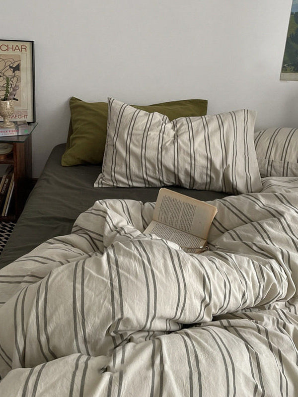 Vintage Striped Cotton Bedding Set
