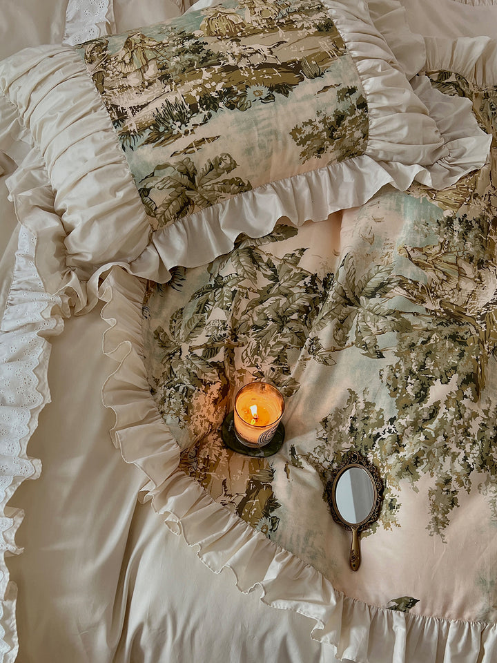 Romantic French Vintage Art Cotton Lace Duvet Cover