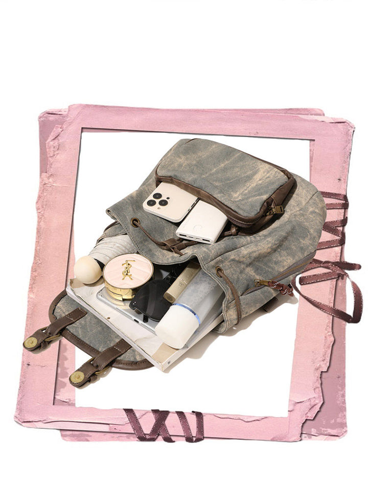 Vintage Studded Drawstring Backpack