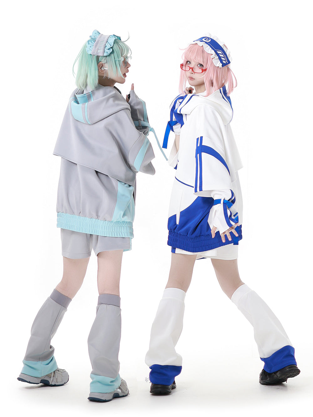 Cyber Y2K Hooded Jacket Shorts Pants Arm Sleeves Leg Warmers Headpiece