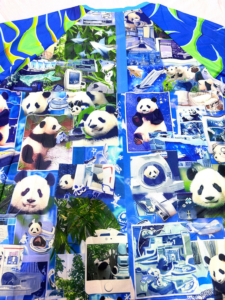 Blue Panda Collage Oversized T Shirt