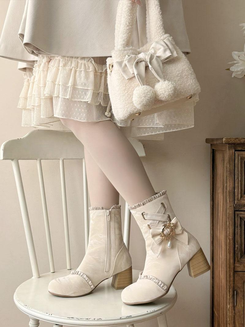 Apricot French Autumn-Winter Elegant Lolita Boots