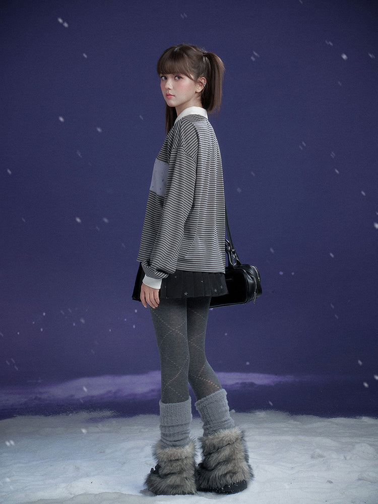 Preppy Striped Polo Top