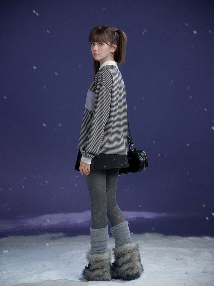 Preppy Striped Polo Top