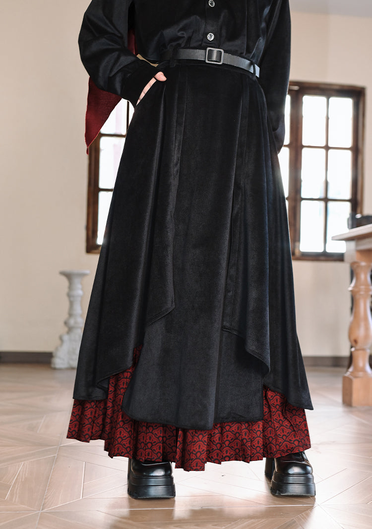 Chinese-style Black and Red Autumn/Winter Skirt