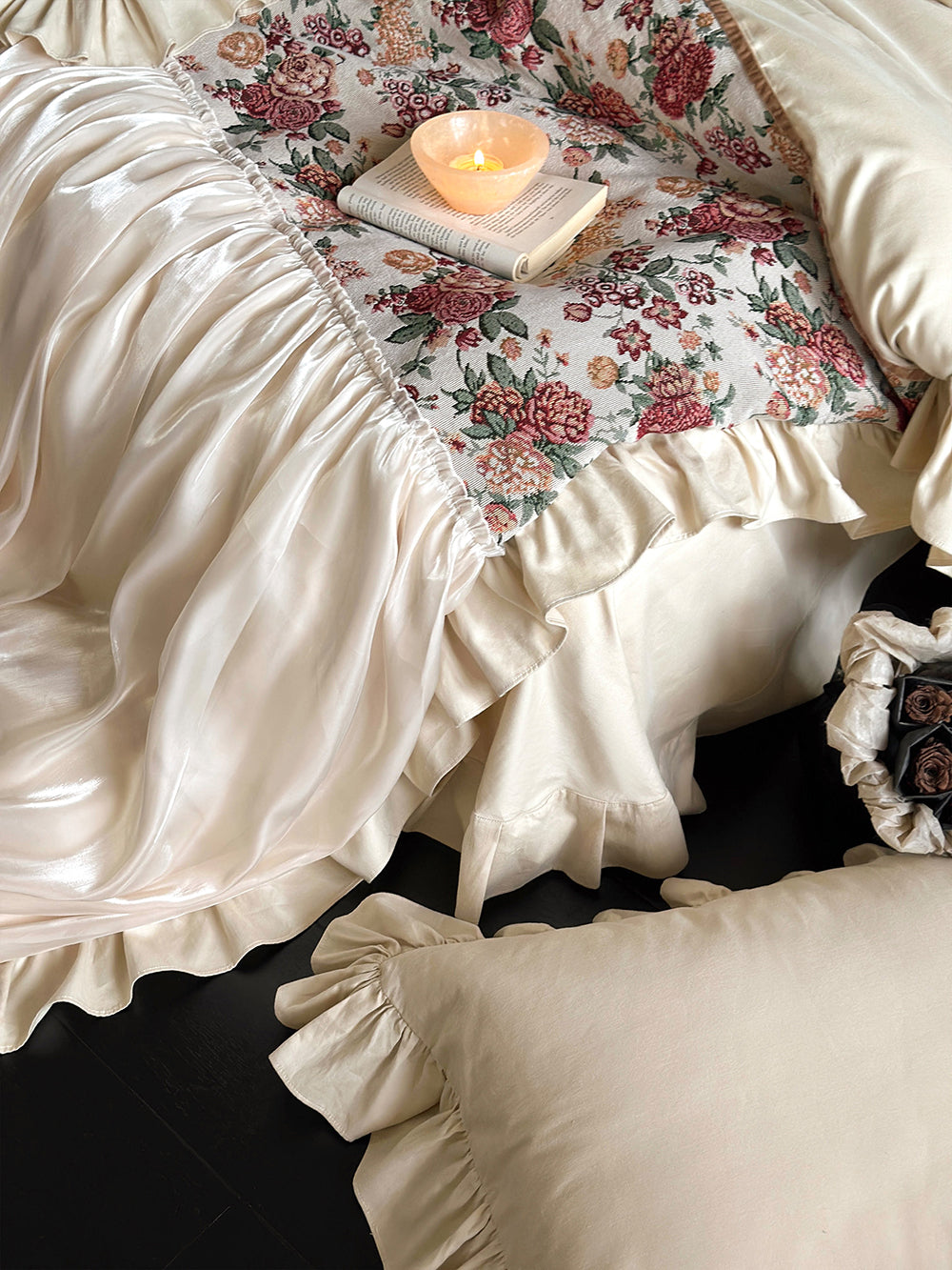 Princess Romantic Floral Cotton Ruffled Duvet Cover